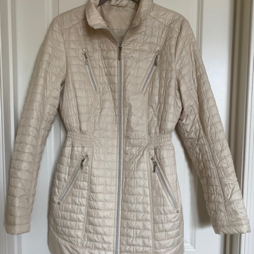 Laundry By Shelli Segal Lightweight Quilted Puffer Jacket Cream Size X Small